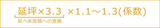 延坪×3.3�u×1.1〜1.3(係数)