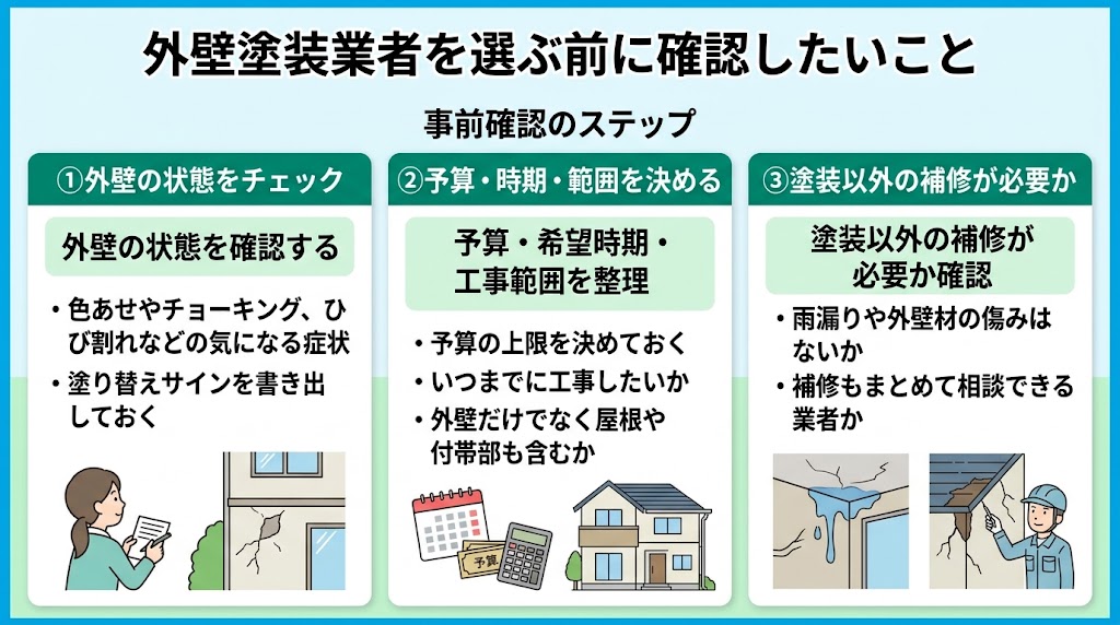 外壁塗装業者を選ぶ前に確認したいこと
