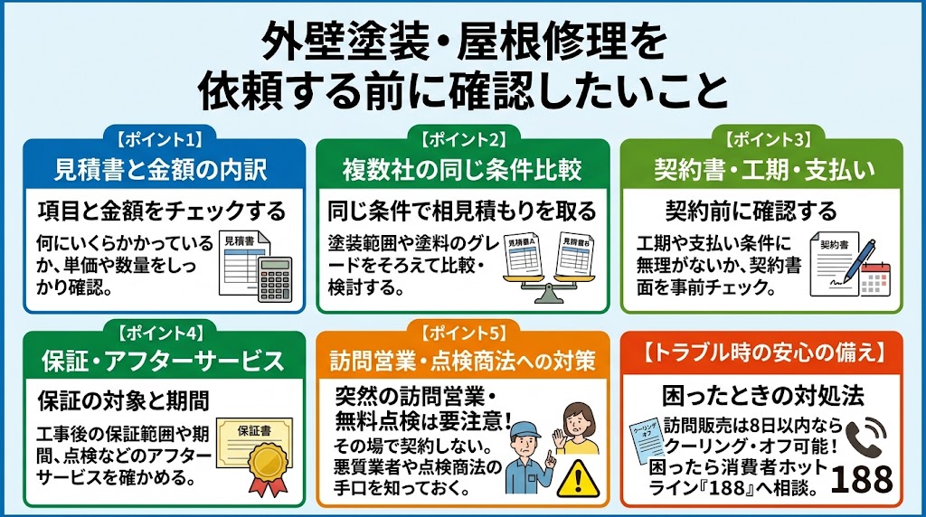 外壁塗装・屋根修理を依頼する前に確認したいこと