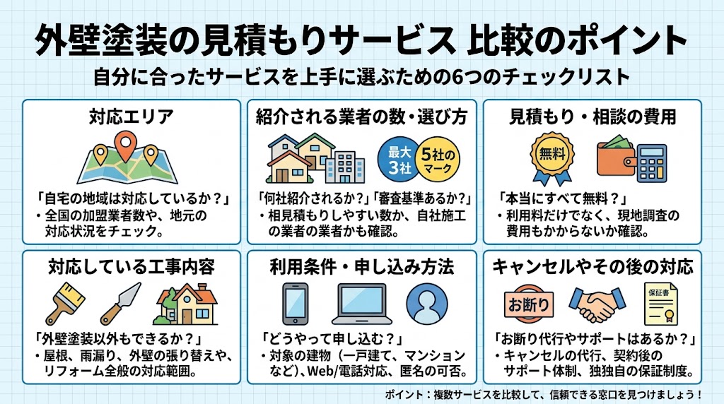 外壁塗装の見積もりサービスを比較するポイント